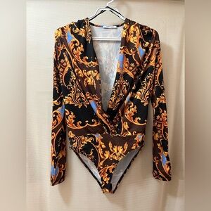 Zara Colourful One Piece Long sleeve Vibrant Size Small Yellow Orange Blue